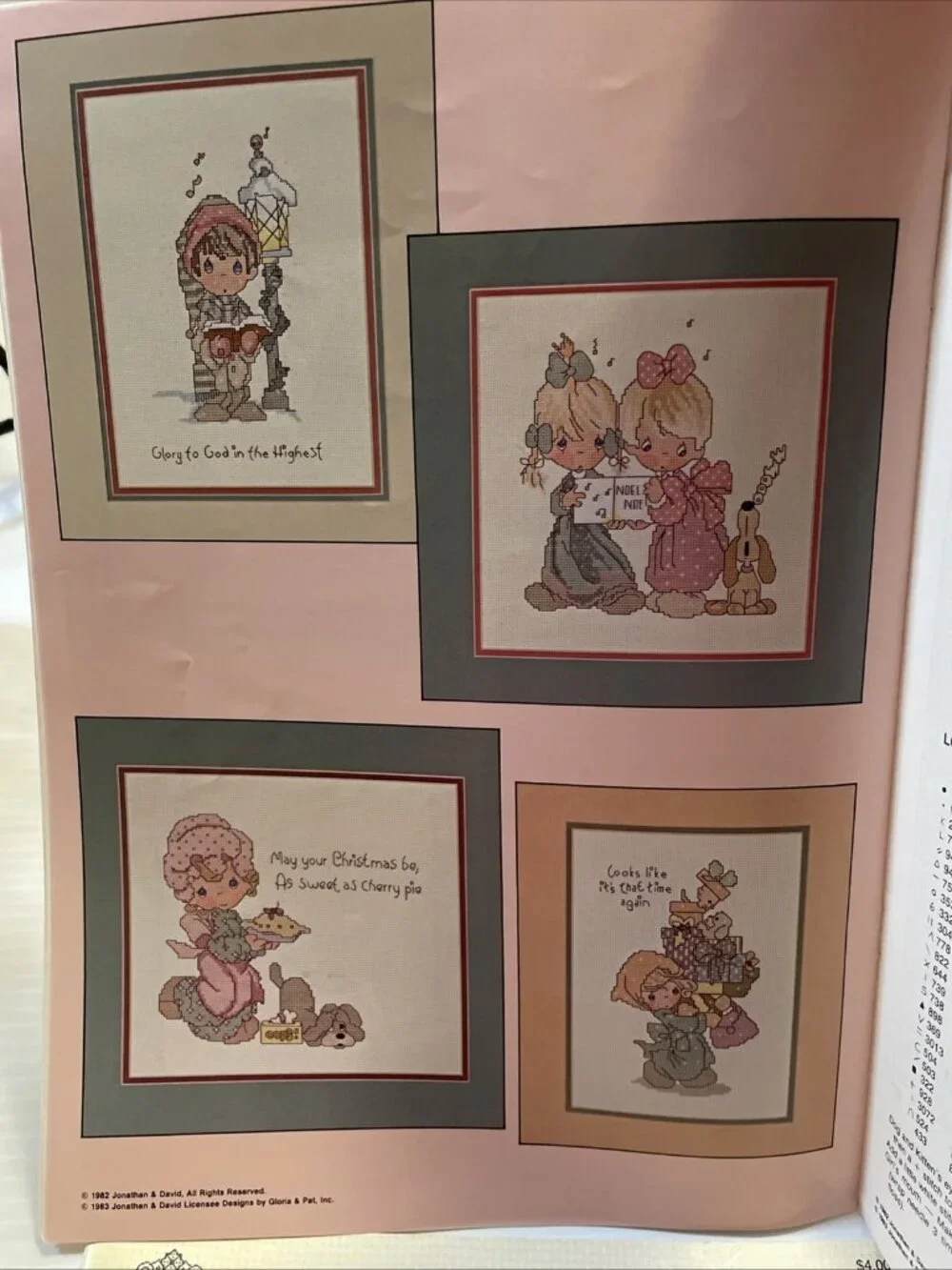 Precious Moments Cross Stitch Booklet PM-4 Peace on Earth Gloria & Pat 1983 VGUC